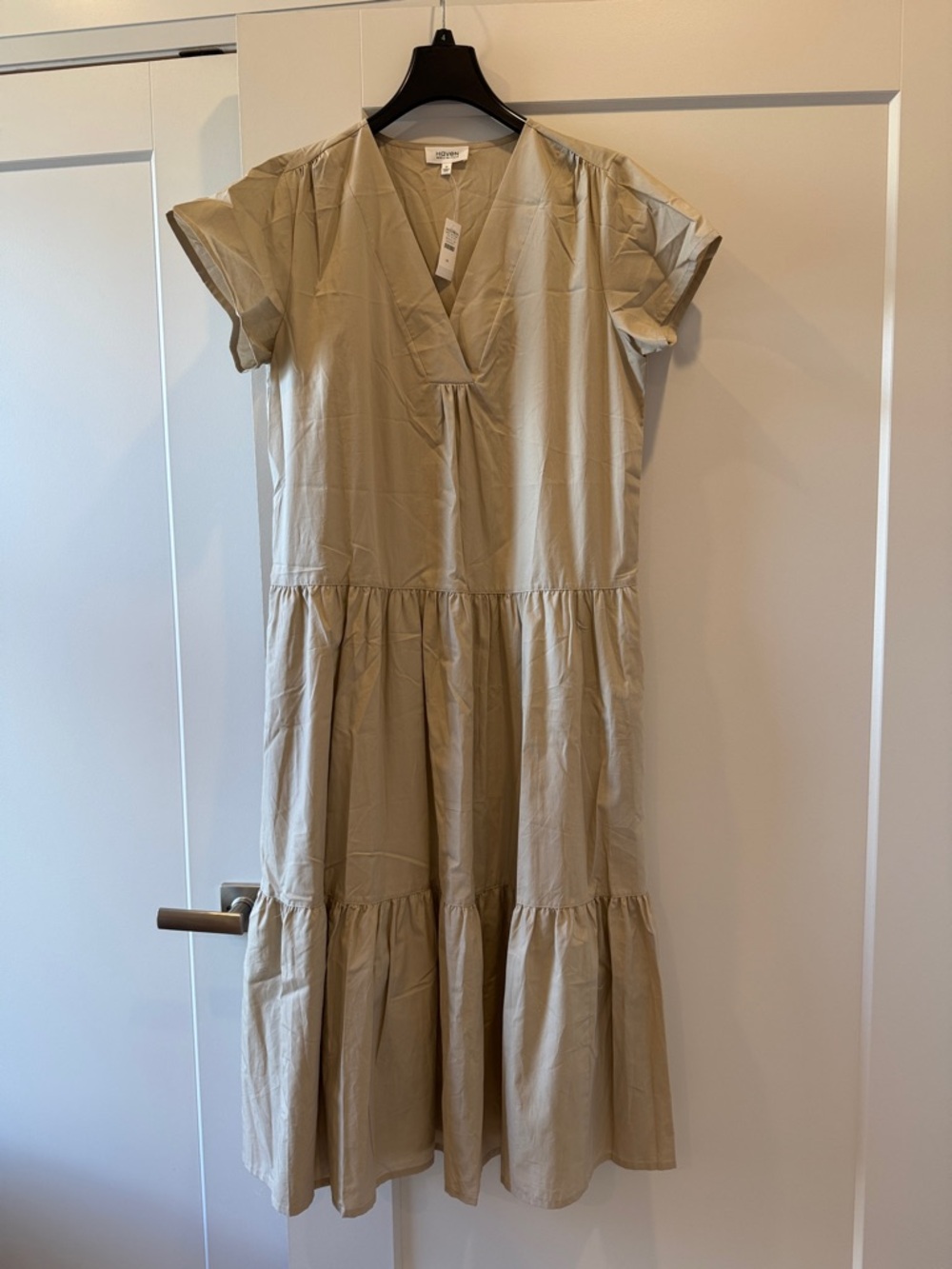Haven Well Within Taupe Tiered V-Neck Midi Dress